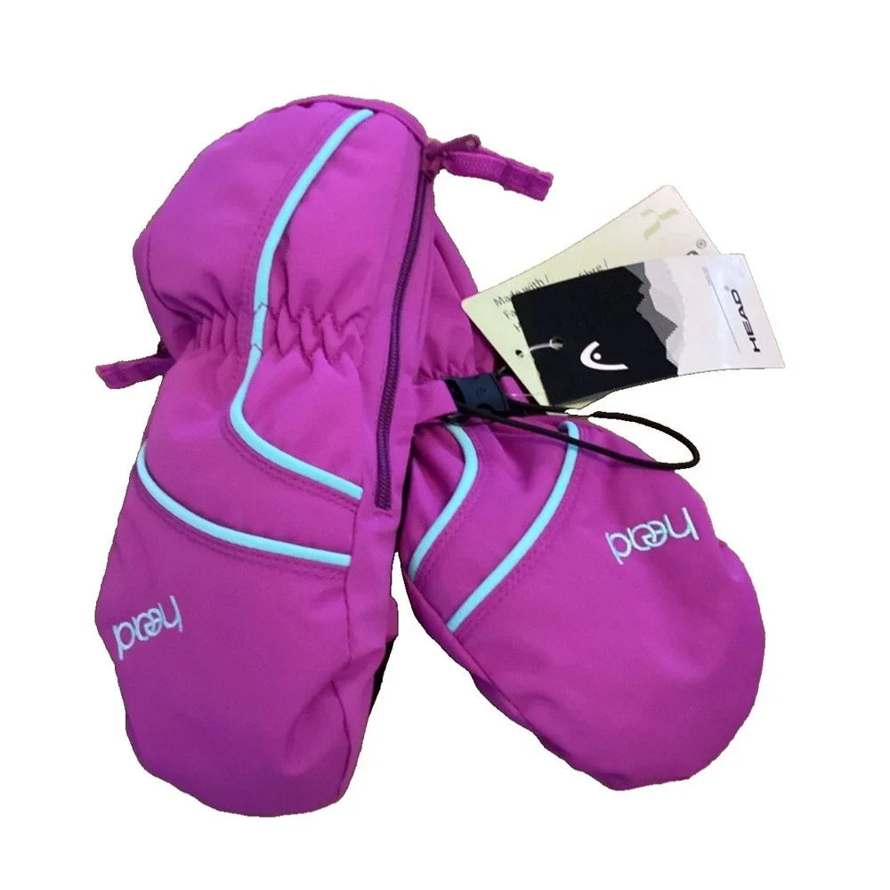 HEAD Junior Girls Ski Mittens Waterproof Purple Violet XS Ages 2-4 NWT